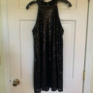 Black sequined party dress